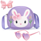 RSXING Little Girls Shoulder Bags, Cute Bunny Rabbit Mini Crossbody Bag with Adjustable Strap for Kids Handbags - Gifts Toddlers Purse Birthday Presents for 3 4 5 6 7 8 9 Years Old Girls (Purple)
